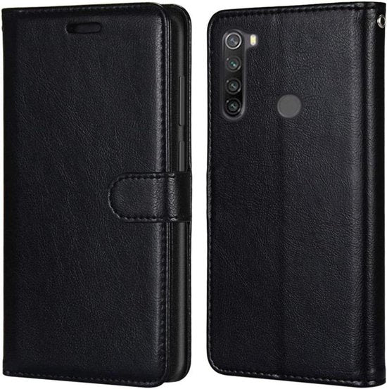 Xiaomi Redmi Note 8T Hoesjes – Portemonnee Book Case – Pasjeshouder – 2x Gehard Glas Screenprotector – Zwart-Ilumina Benelux