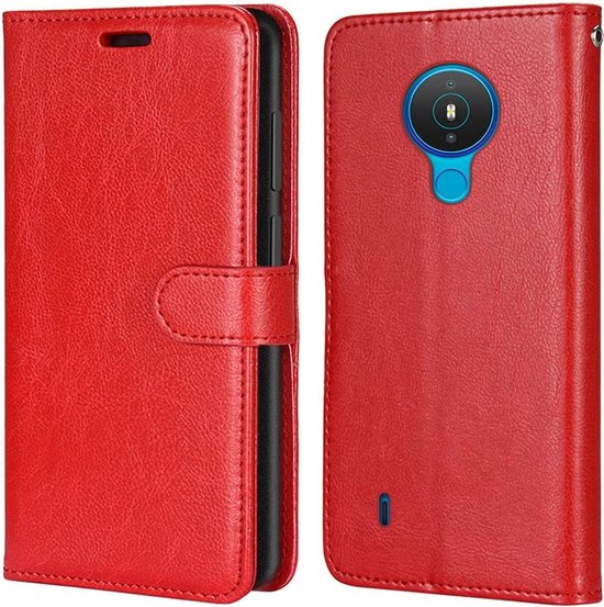 Nokia 1.4 Hoesjes – Bookcase Portemonnee Hoes – Pasjeshouder – Magneetsluiting – Rood-Ilumina Benelux