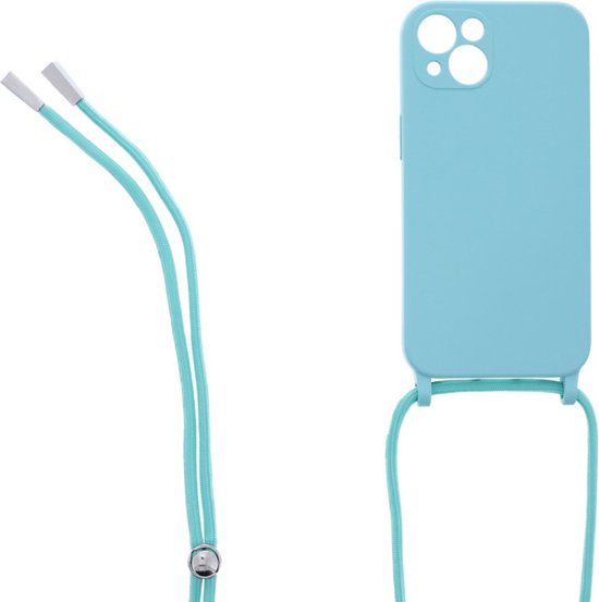 iPhone 13 Hoesjes – Siliconen Backcover met Ketting – TPU – Turquoise-Ilumina Benelux