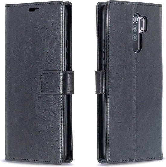 Xiaomi Redmi 9 Hoesjes – Portemonnee Book Case – Pasjeshouder – 2x Gehard Glas Screenprotector – Goud-Ilumina Benelux