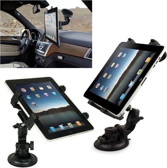 Tablethouder auto – Voorruit & Dashboard Zuignap – 360° Draaibaar – 7-11 Inch iPad & Tablets – Zwart