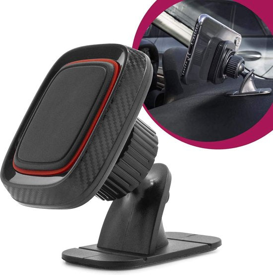 Telefoonhouder auto – Magneet – 3M plakmontage – 360° draaibaar dashboard – Set van 2 – Zwart-Ilumina Benelux