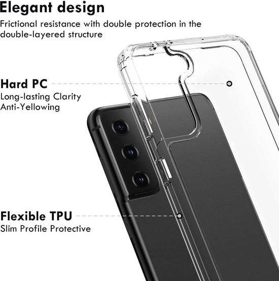 Samsung Galaxy S21 Hoesjes – Siliconen Backcover – Schokbestendig Bumper – Transparant – Incl. Screenprotector-Ilumina Benelux