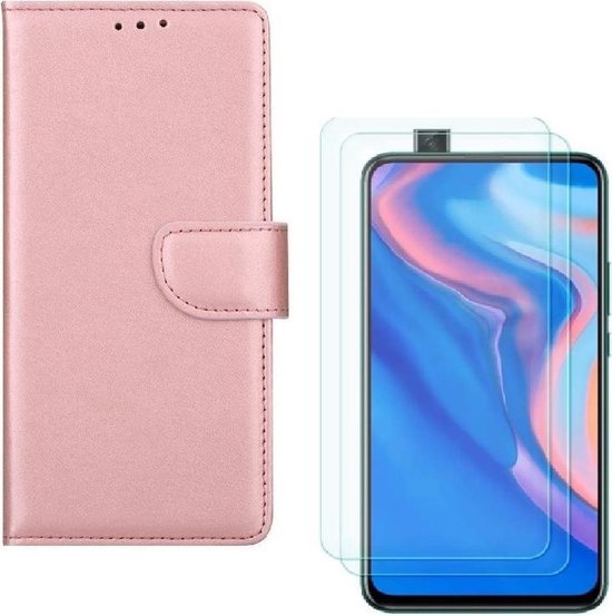 Huawei P Smart Z Hoesjes – Portemonnee Backcover – Magneetsluiting – 2x Screenprotector – Roségoud-Ilumina Benelux