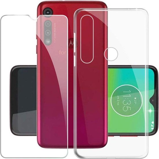 Motorola G8 Plus Transparant TPU Siliconen Soft Case + 2X Screenprotector