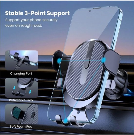 Telefoonhouder auto – Ventilatierooster – Universeel – Stevige klem – Zwart-Telefoonhouders-Ilumina Benelux