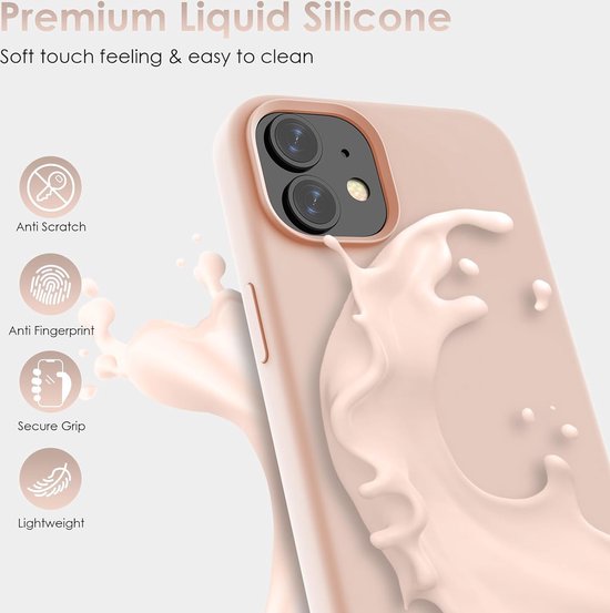 iPhone 11 Pro Max Hoesjes – Liquid Siliconen Backcover – Flexibel TPU – Schokbestendig – Sand Pink-Ilumina Benelux