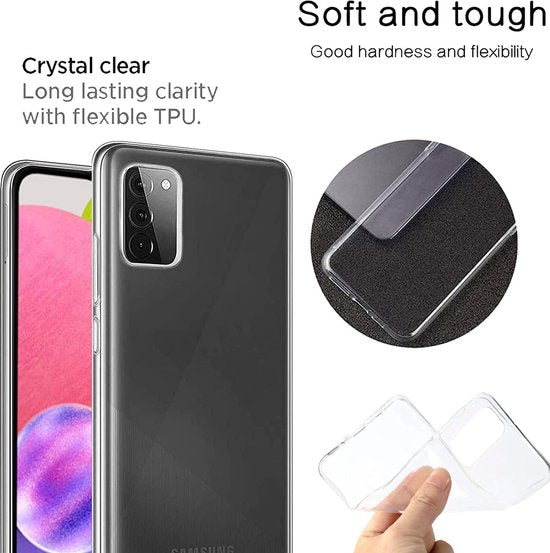 Silicone hoesje Transparant met 3 Pack Screenprotector Glas Geschikt voor: Samsung Galaxy A03S
