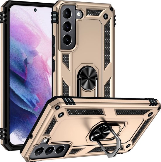 Samsung Galaxy S22 Plus Hoesjes – Anti-Shock Hybride Ring Armor Backcover – Schokbestendig – Goud-Ilumina Benelux