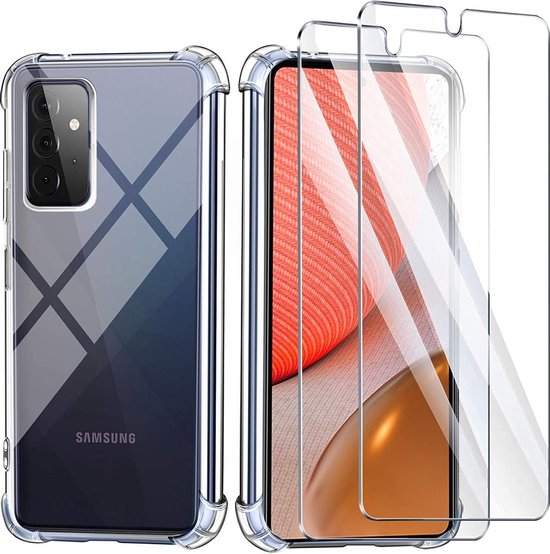 Samsung Galaxy A72 5G Hoesjes – Siliconen Backcover – Schokbestendig – 2x Gehard Glas Screenprotector-Ilumina Benelux