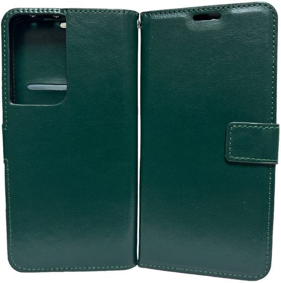 Samsung Galaxy S21 Ultra 5G Hoesjes – Portemonnee Hoes – Pasjeshouder – Magneetsluiting – Groen-Ilumina Benelux