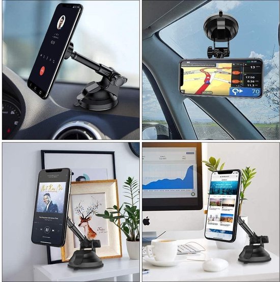 Telefoonhouder auto – Magnetische gsm-houder – 6 sterke magneten – Voor dashboard & voorruit – Zwart-Ilumina Benelux