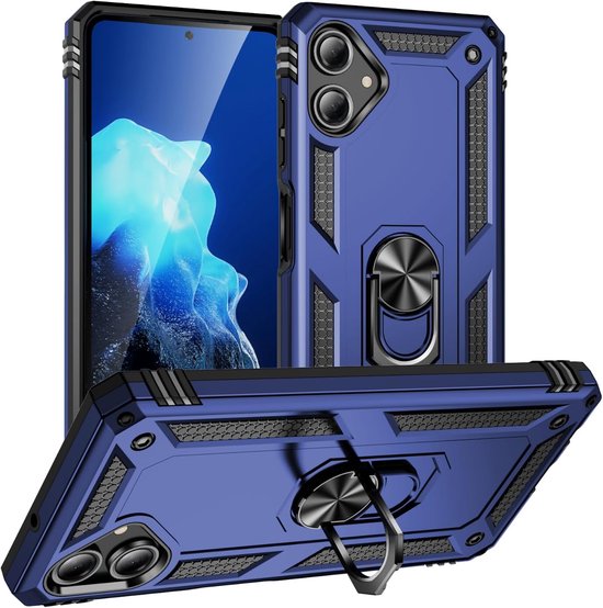 Anti-Shock Hybrid Ring Armor - Backcover Hoesje Geschikt voor: Samsung Galaxy A06 - Blauw