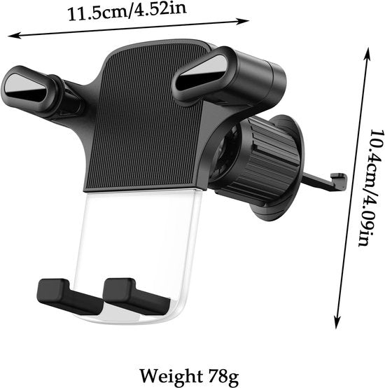Telefoonhouder auto – Universeel 4-7 inch – 360° draaibaar – Eenknops-release Hook Clip – Zwart-Telefoonhouders-Ilumina Benelux