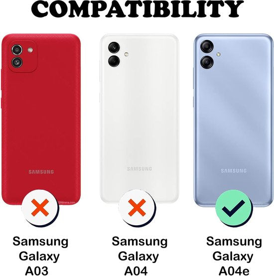 Silicone hoesje zwart met 2 Pack Screenprotector Glas Geschikt voor: Samsung Galaxy A04e