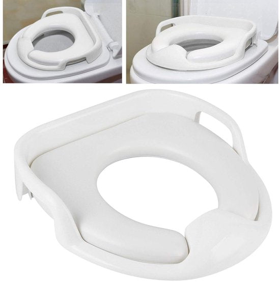 Toiletverkleiner met handvaten – Kinder toiletzitje – Zachte zitting – Antislip & hygiënisch – Wit-Toiletverkleiner-Ilumina Benelux