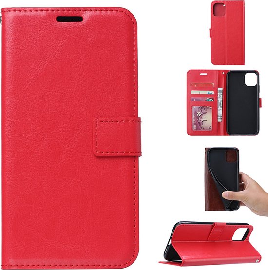 Xiaomi Redmi 12C Hoesjes – Bookcase Portemonnee – Pasjeshouder – 1x Screenprotector – Rood-Ilumina Benelux