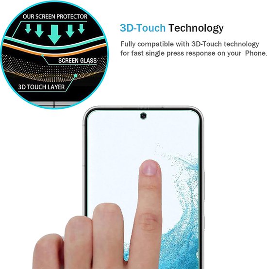 Silicone hoesje zwart met 3 Pack Screenprotector Glas Geschikt voor: Samsung Galaxy S22 Plus