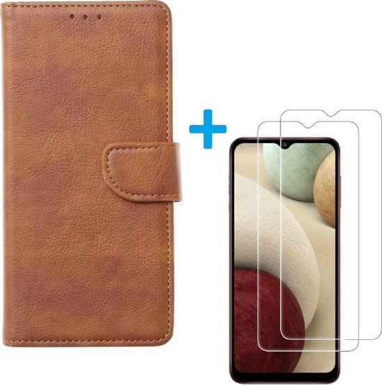 Oppo A12 Hoesjes – Bookcase Portemonnee Hoes – Pasjeshouder – 2x Screenprotector – Lichtbruin-Ilumina Benelux