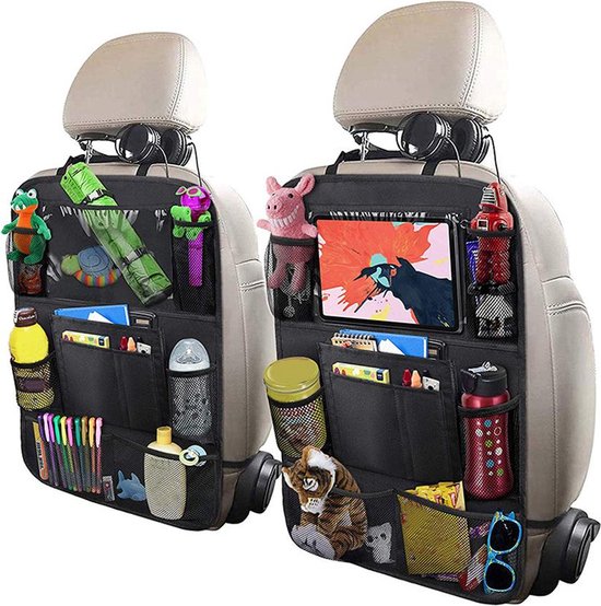 Autostoel Organizer - Universele Autostoel Beschermer - Autostoel Hoes voor Kinderen met Tablet Houder voor iPad & Samsung Galaxy Tab enz. set van 2