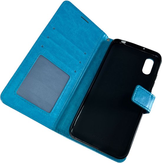 Xiaomi Redmi 9A Hoesjes – Bookcase Portemonnee Hoes – Pasjeshouder – Magneetsluiting – Turquoise-Ilumina Benelux