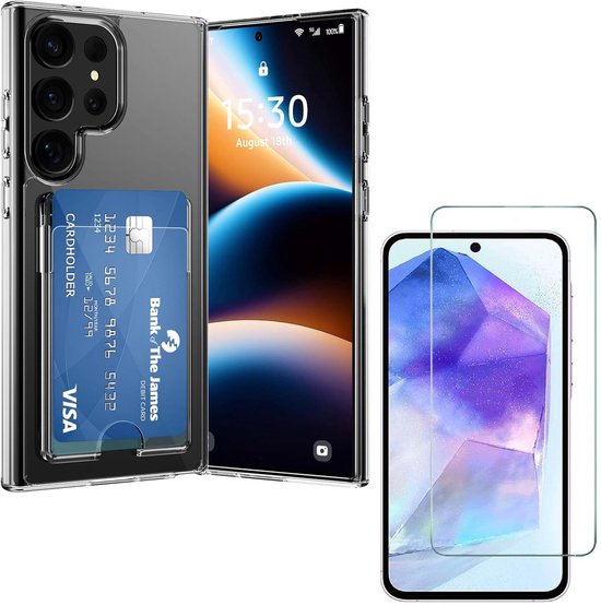 Samsung Galaxy S23 Ultra Hoesjes – Schokbestendige TPU Backcover – Pasjeshouder – Inclusief Screenprotector – Transparant-Ilumina Benelux