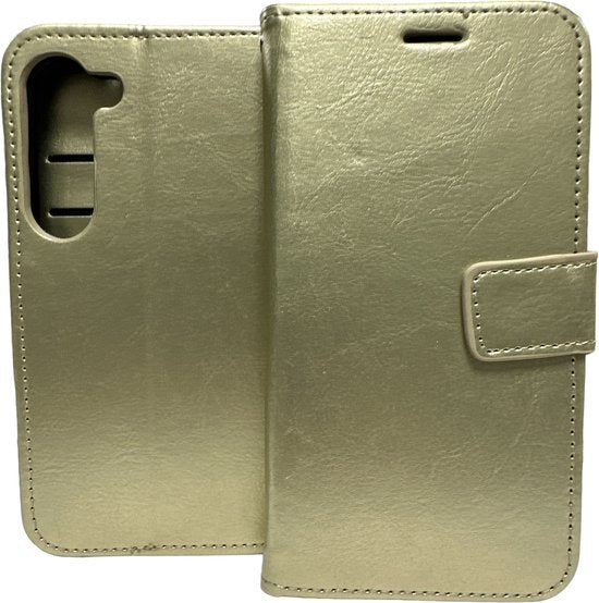 Samsung Galaxy S23 Plus Hoesjes – Portemonnee Book Case – Pasjeshouder – Magneetsluiting – Goud-Ilumina Benelux