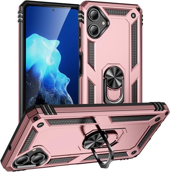 Samsung Galaxy A06 Hoesjes – Anti-Shock Hybride Backcover – Ringhouder – Armor Bescherming – Roségoud-Ilumina Benelux