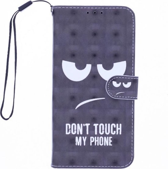 iPhone 12 Pro Max Hoesjes – Bookcase – 3D Print – Magneetsluiting – Don't Touch My Phone-Ilumina Benelux