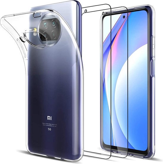 Xiaomi Mi 10T Lite Hoesjes – Transparante Siliconen Backcover – 2 Pack Screenprotector – Gehard Glas-Ilumina Benelux