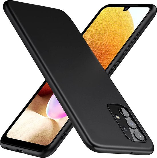 Samsung Galaxy A32 4G Hoesjes – Siliconen Backcover – Soft Touch – Zwart + 3x Screenprotector – Anti-kras Gehard Glas-Ilumina Benelux
