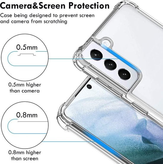 Samsung Galaxy S21 Hoesjes – Schokbestendige Siliconen Bumper – Transparant – Inclusief 3x Screenprotector – Anti Kras-Ilumina Benelux