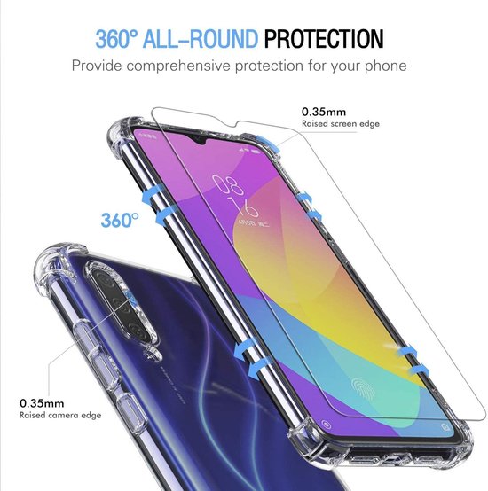 Xiaomi Mi 9T Hoesjes – Siliconen Backcover – Schokbestendig – Transparant – 2x Screenprotector Gehard Glas-Ilumina Benelux