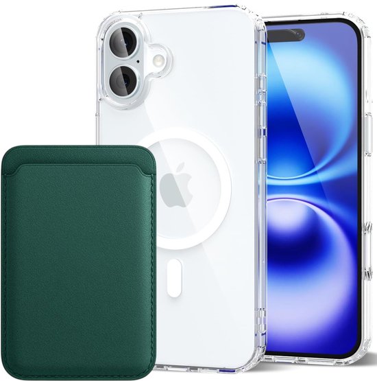 iPhone 16 Hoesjes – Anti-Shock Backcover met MagSafe – Magnetische Pasjeshouder – Groen-Ilumina Benelux