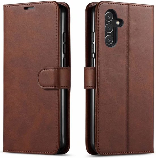 Samsung Galaxy A13 5G / A04s Hoesjes – Bookcase Portemonnee – Pasjeshouder – 2x Gehard Glas Screenprotector – Bruin-Ilumina Benelux