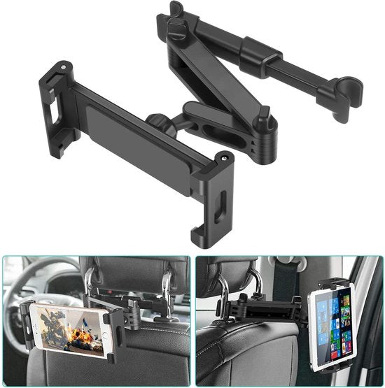Tablethouder auto – Hoofdsteun montage – Voor telefoon & tablet 5-12.9 inch – Achterbank kinderen – Zwart-Ilumina Benelux
