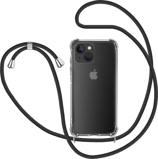 iPhone 14 Plus Hoesjes – Transparante Siliconen Backcover met Koord – Schokbestendig Anti-shock Stootrand-Ilumina Benelux