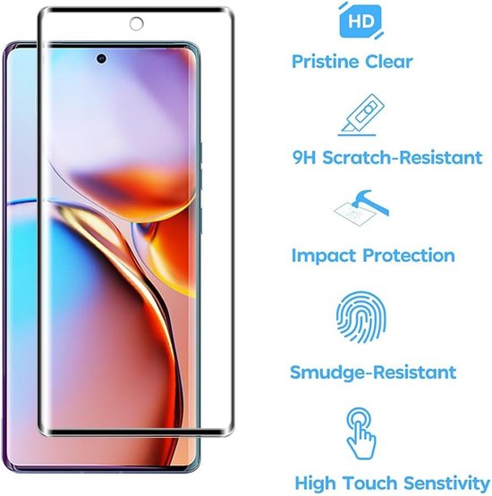 Full Cover Screenprotector - Geschikt voor Motorola Edge 40 Pro - 9H Glas (2-Pack)
