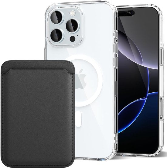 iPhone 16 Pro Max Hoesjes – Anti-Shock Backcover – MagSafe – Magnetische Pasjeshouder – Zwart-Ilumina Benelux