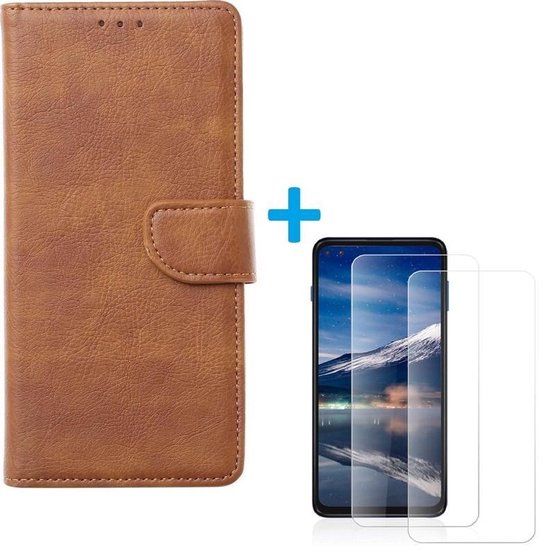 Motorola Moto G 5G Plus Hoesjes – Bookcase Portemonneehoes – Magneetsluiting – 2x Screenprotector – Lichtbruin-Ilumina Benelux