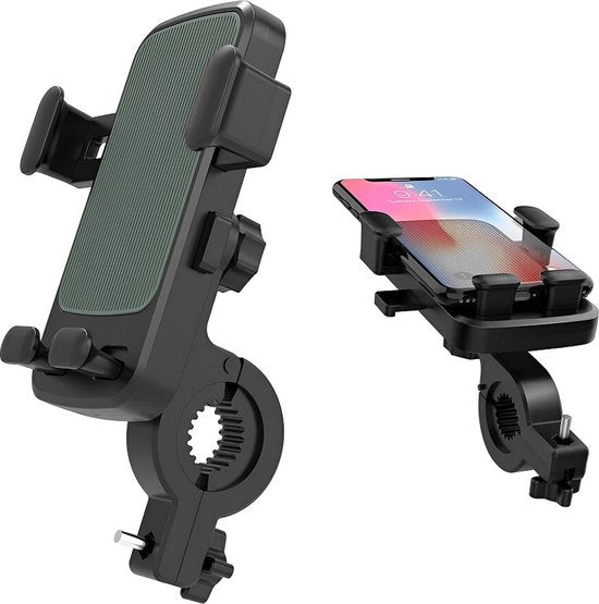 Telefoonhouder fiets – 360° draaibaar – Anti-slip schokbestendig – Universele navigatie clip – Zwart/Groen-Ilumina Benelux