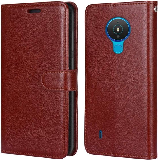 Nokia 1.4 Hoesjes – Bookcase Portemonnee Hoes – Pasjeshouder – Magneetsluiting – Bruin-Ilumina Benelux