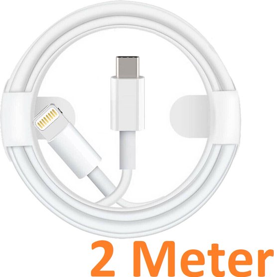 Lightning naar USB-C Oplaadkabel – Geschikt voor iPhone iPad AirPods iPod – 2 Meter – Snelladen – Wit-USB-Kabels-Ilumina Benelux