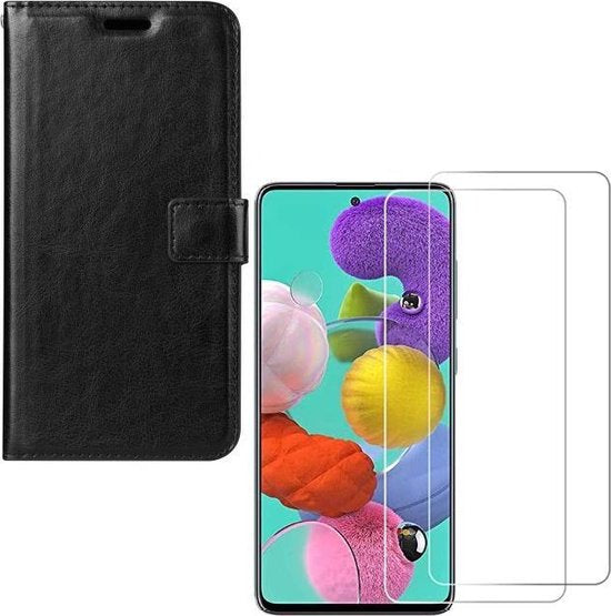 Samsung Galaxy S10 Lite Hoesjes – Bookcase Portemonnee – Magneetsluiting – 2x Gehard Glas Screenprotector – Zwart-Ilumina Benelux