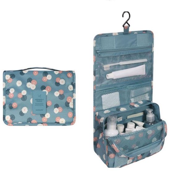 Toilettas met haak – Ophangbare travel organizer – Meerdere vakken – Voor kamperen, vakantie & reizen-Toilettas-Ilumina Benelux