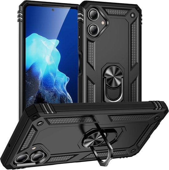 Samsung Galaxy A06 Hoesjes – Anti-Shock Hybride Ring Armor Backcover – Schokbestendig – Zwart-Ilumina Benelux