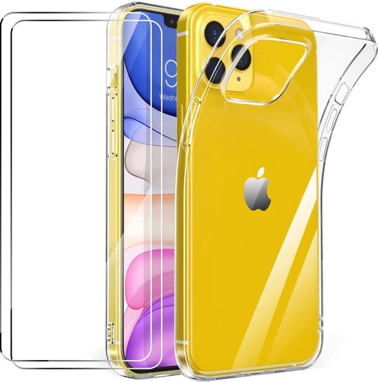 iPhone 12 Mini Hoesjes – Transparante TPU Siliconen Backcover – Soft Case – 2x Screenprotector Gehard Glas-Ilumina Benelux