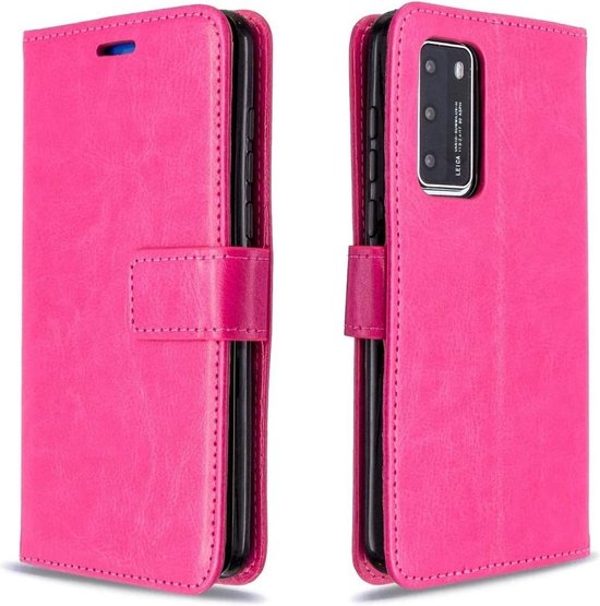 Huawei P40 Lite Hoesjes – Portemonnee Book Case – Magneetsluiting – 2x Screenprotector – Roze-Ilumina Benelux