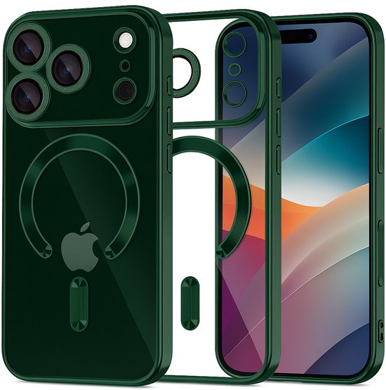 iPhone 17 Pro Max Hoesjes – Siliconen Backcover – Camera Lens Protector – MagSafe Compatibel – Groen