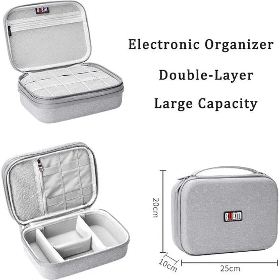 BUBM Hard Shell Kabel Organizer – Elektronica Opbergtas – Accessoiretas voor iPhone, iPad, Tablet, Opladers, Kabels, USB-Sticks & Geheugenkaarten – Grijs-Ilumina Benelux